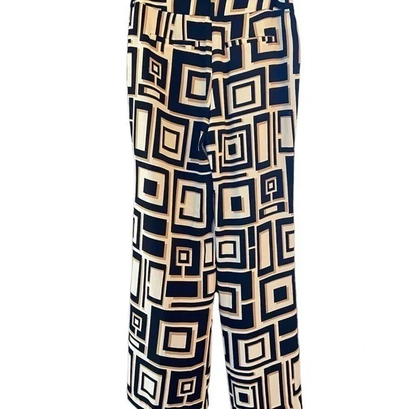 Chicos high waisted black, gold tan cool and flowy pants Chico’s‎ size 0 size 4 - Picture 2 of 13